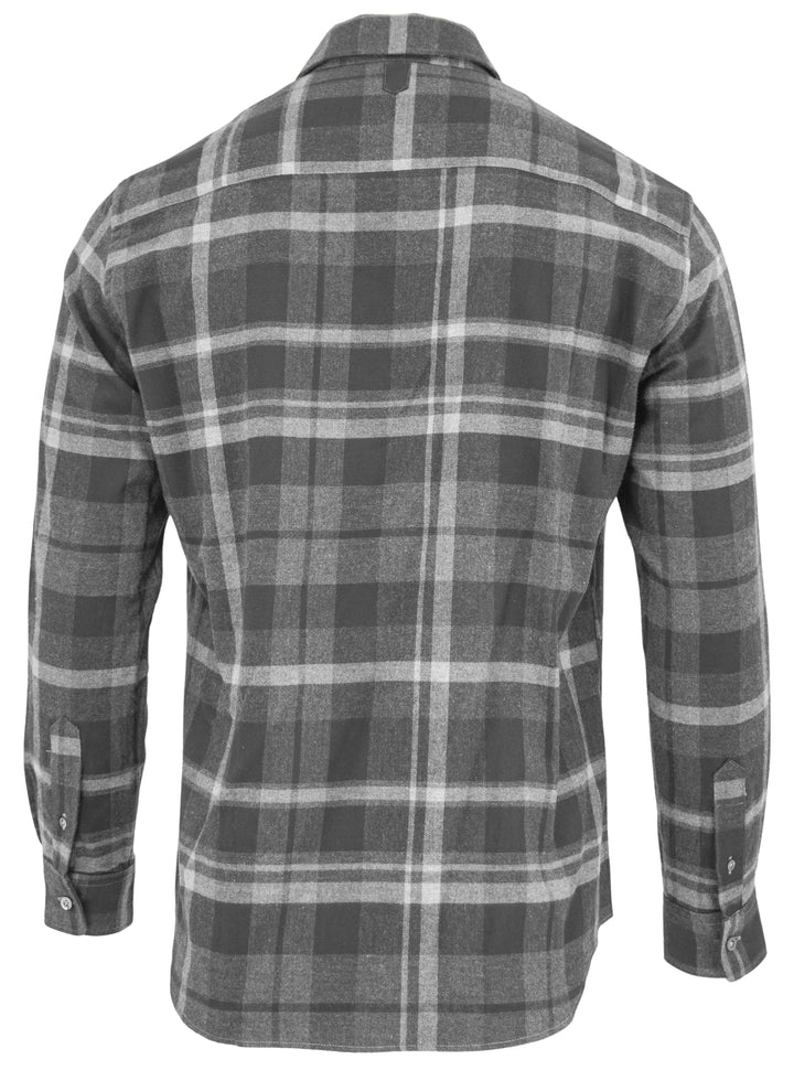 Canali Flannel Button Down in Gray Plaid - Discounts on Canali at UAL