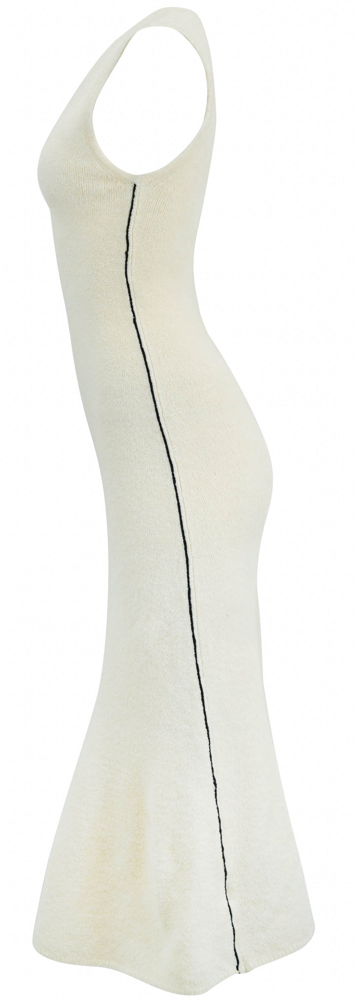 Maria McManus Knit Deep V Neck Fluted Dress in Off White - Discounts on Maria McManus at UAL