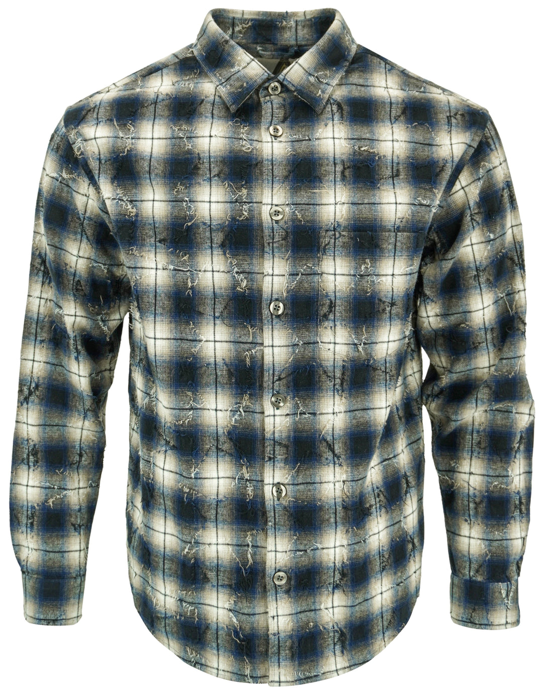 Tintoria Mattei 954 Distressed Flannel in Navy/Black Plaid