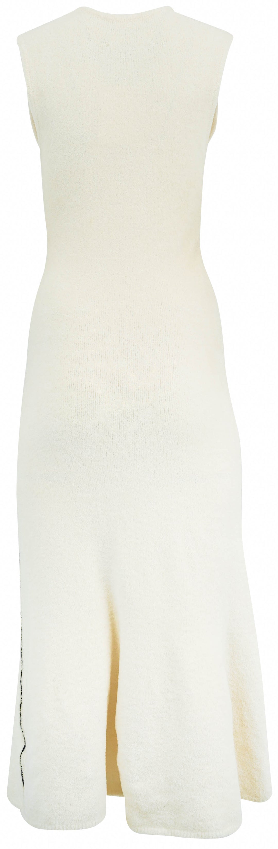 Maria McManus Knit Deep V Neck Fluted Dress in Off White - Discounts on Maria McManus at UAL