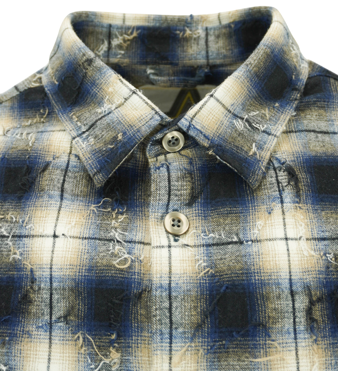 Tintoria Mattei 954 Distressed Flannel in Navy/Black Plaid