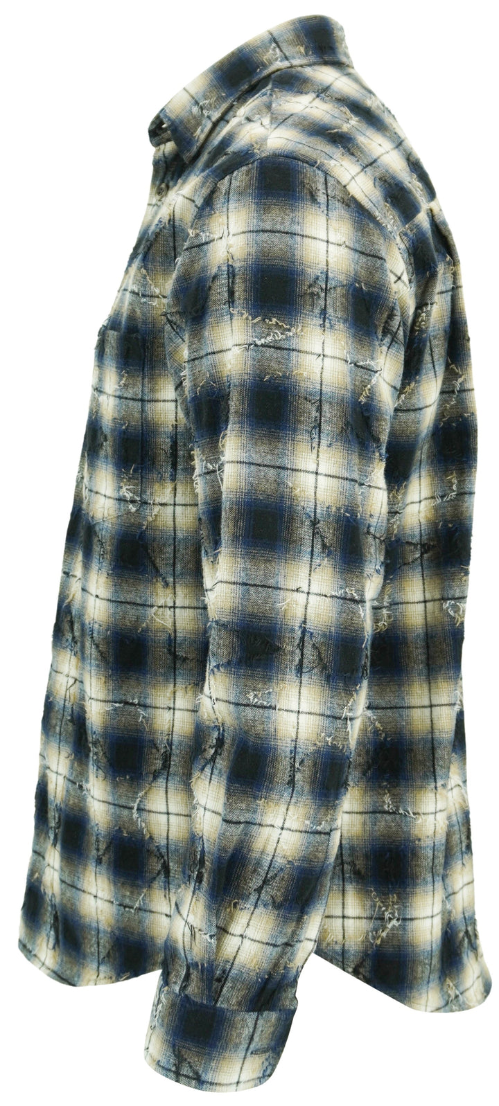 Tintoria Mattei 954 Distressed Flannel in Navy/Black Plaid