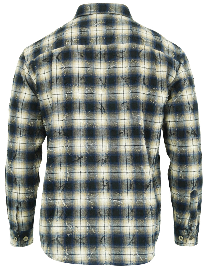 Tintoria Mattei 954 Distressed Flannel in Navy/Black Plaid