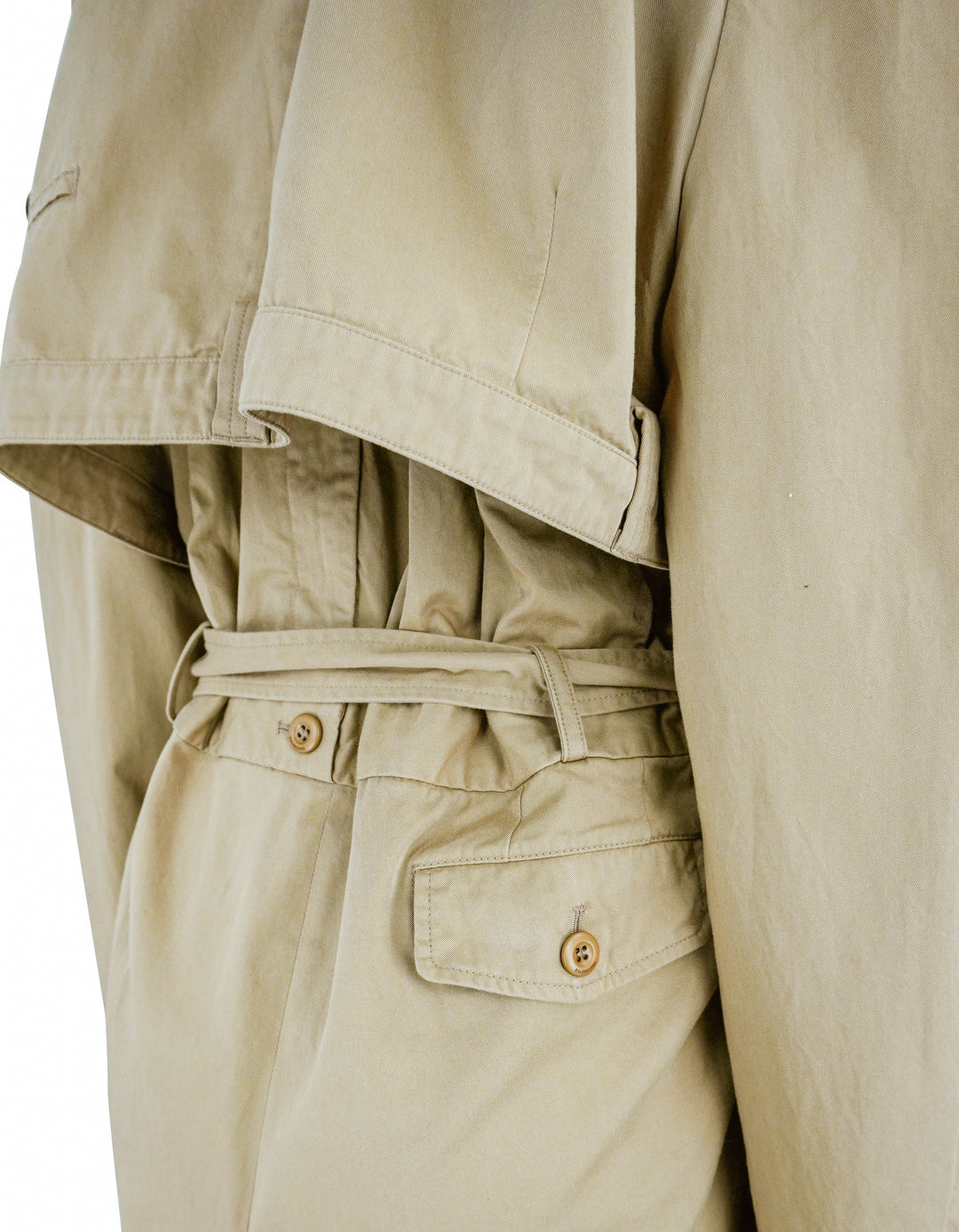 Balenciaga Oversized Asymmetrical Trench Coat in Beige - Discounts on Balenciaga at UAL