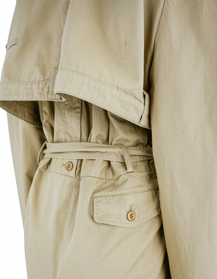 Balenciaga Oversized Asymmetrical Trench Coat in Beige - Discounts on Balenciaga at UAL
