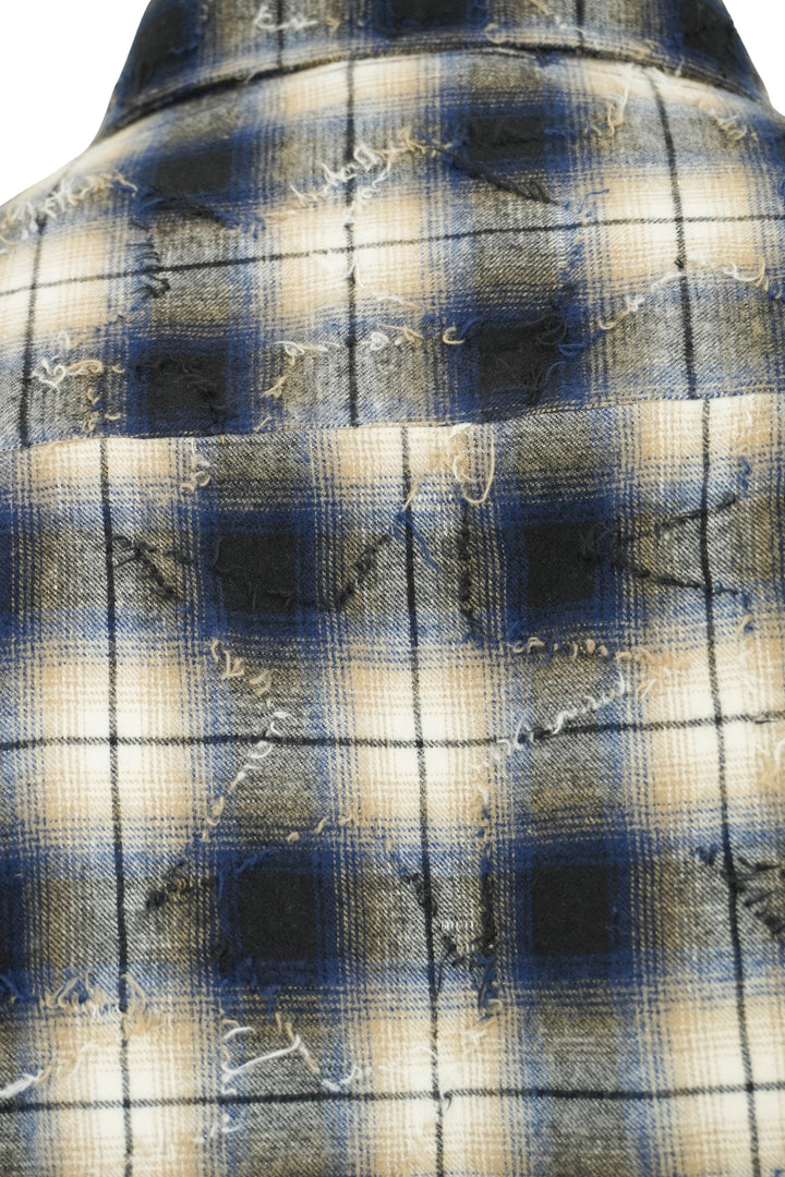Tintoria Mattei 954 Distressed Flannel in Navy/Black Plaid