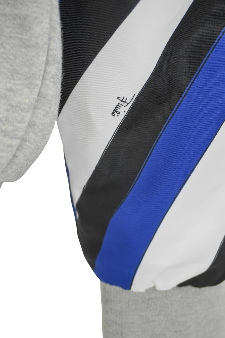 Pucci Hoodie with Sleeve Detail in Grey/Blue - Discounts on Pucci at UAL