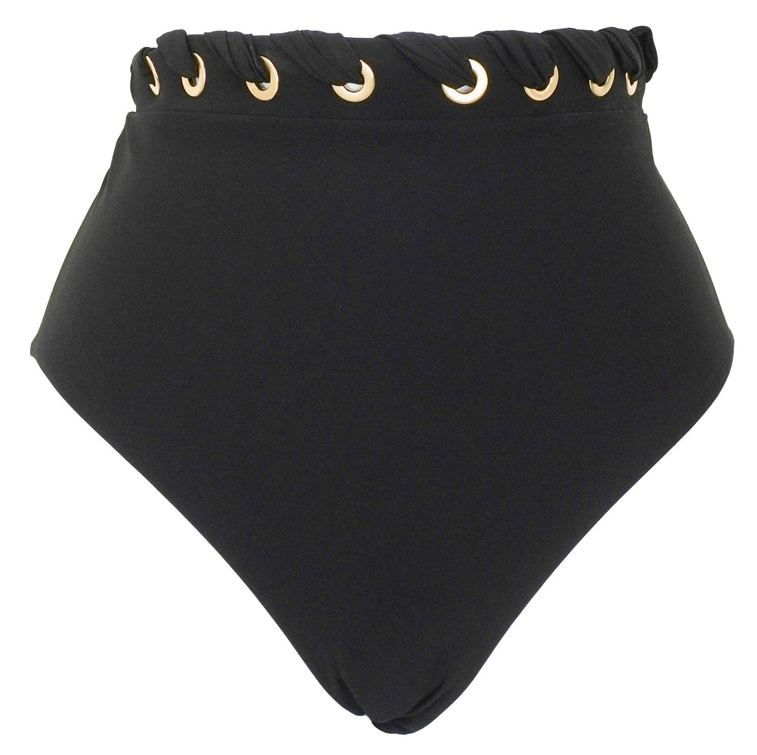 Zimmermann Alight Eyelet High Waist Bikini Bottoms in Black - Discounts on Zimmermann at UAL