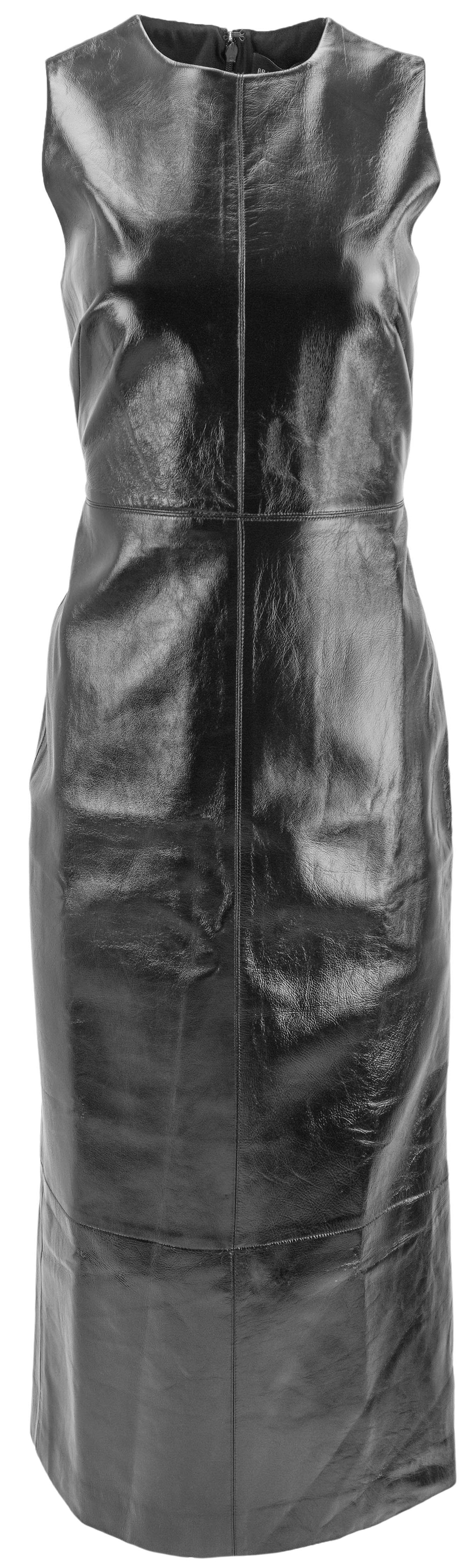 Brandon Maxwell Audrey Glazed Leather Column Dress in Black - Discounts on Brandon Maxwell at UAL