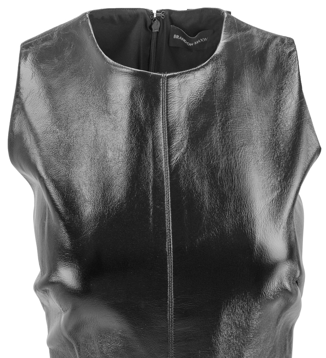 Brandon Maxwell Audrey Glazed Leather Column Dress in Black - Discounts on Brandon Maxwell at UAL
