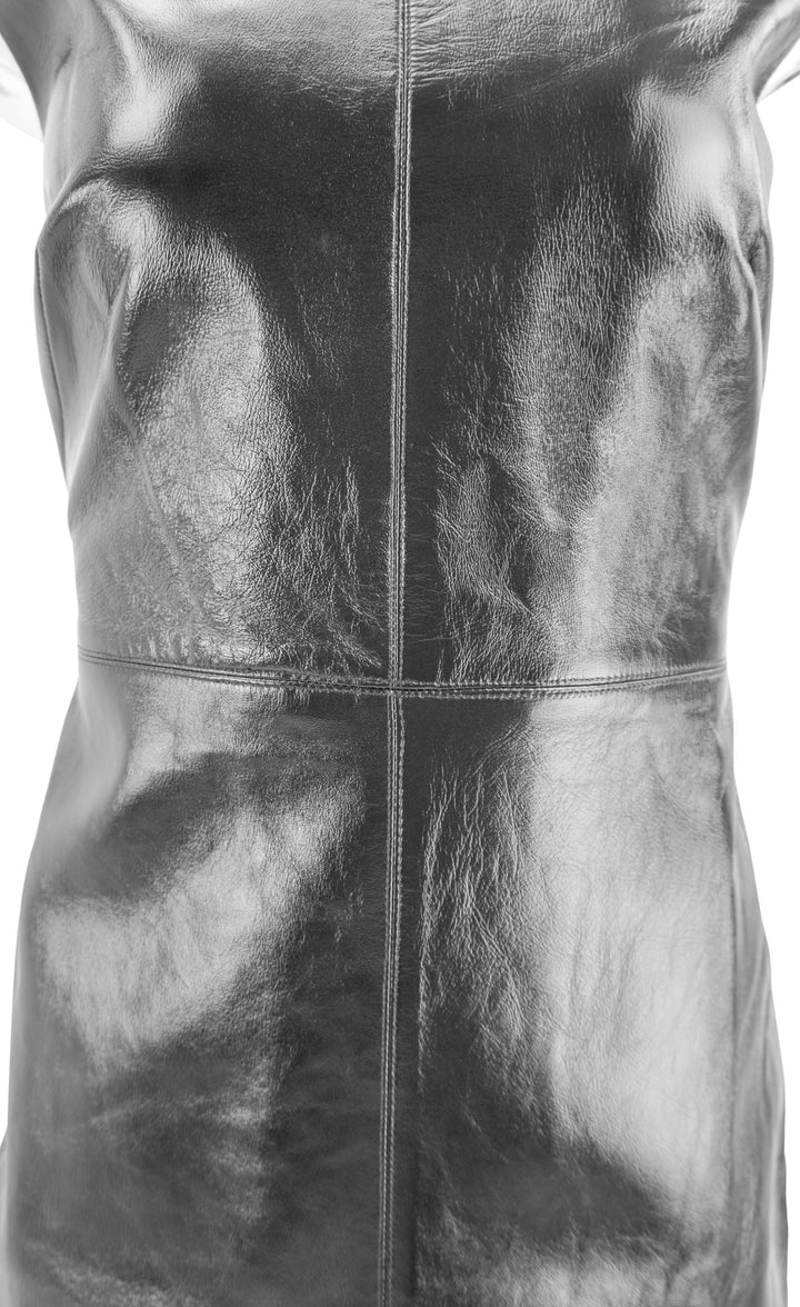 Brandon Maxwell Audrey Glazed Leather Column Dress in Black - Discounts on Brandon Maxwell at UAL