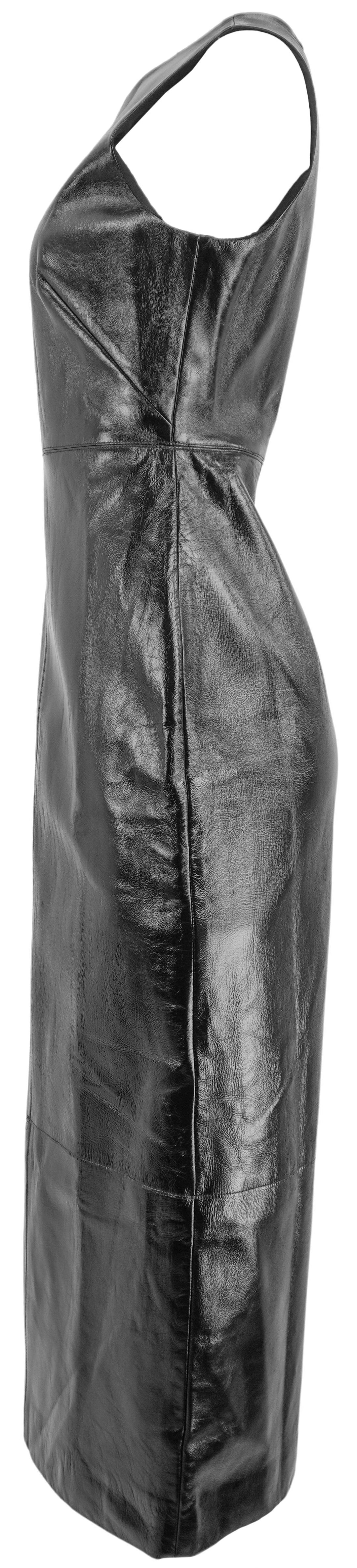 Brandon Maxwell Audrey Glazed Leather Column Dress in Black - Discounts on Brandon Maxwell at UAL