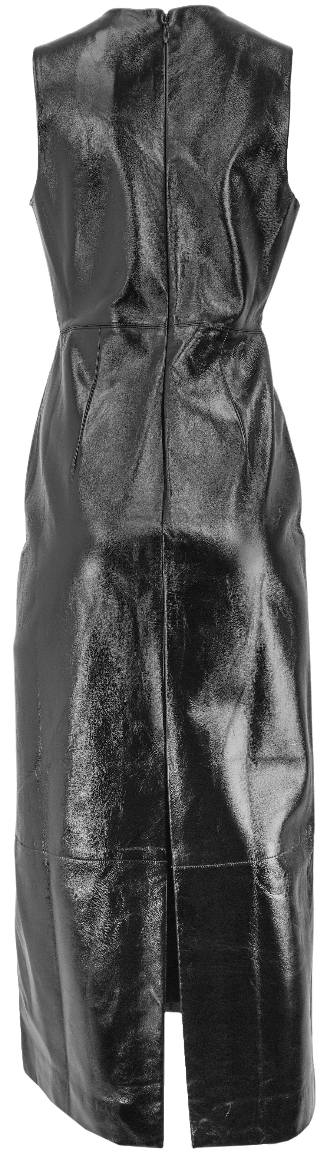 Brandon Maxwell Audrey Glazed Leather Column Dress in Black - Discounts on Brandon Maxwell at UAL