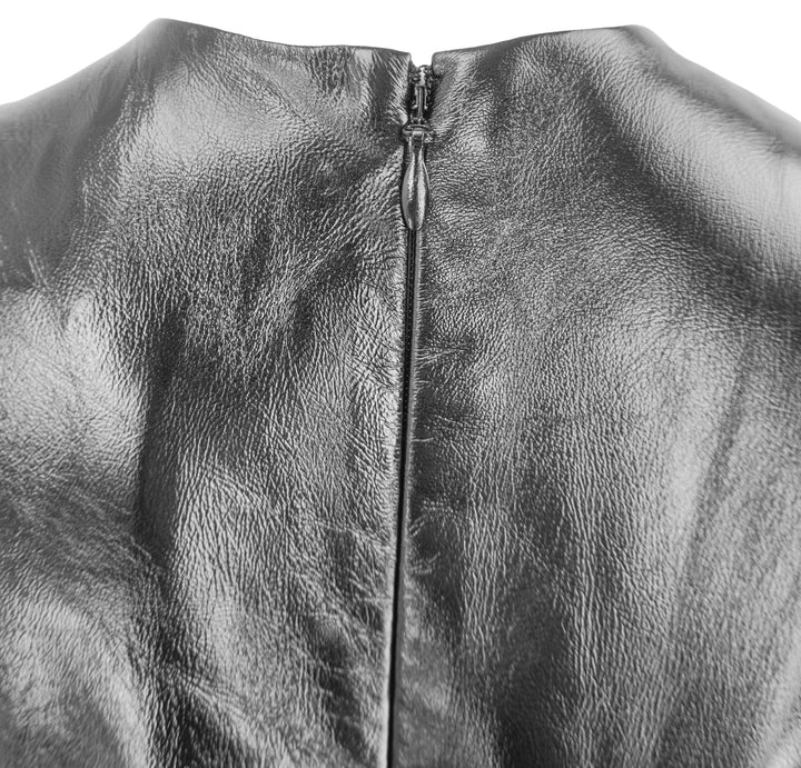 Brandon Maxwell Audrey Glazed Leather Column Dress in Black - Discounts on Brandon Maxwell at UAL