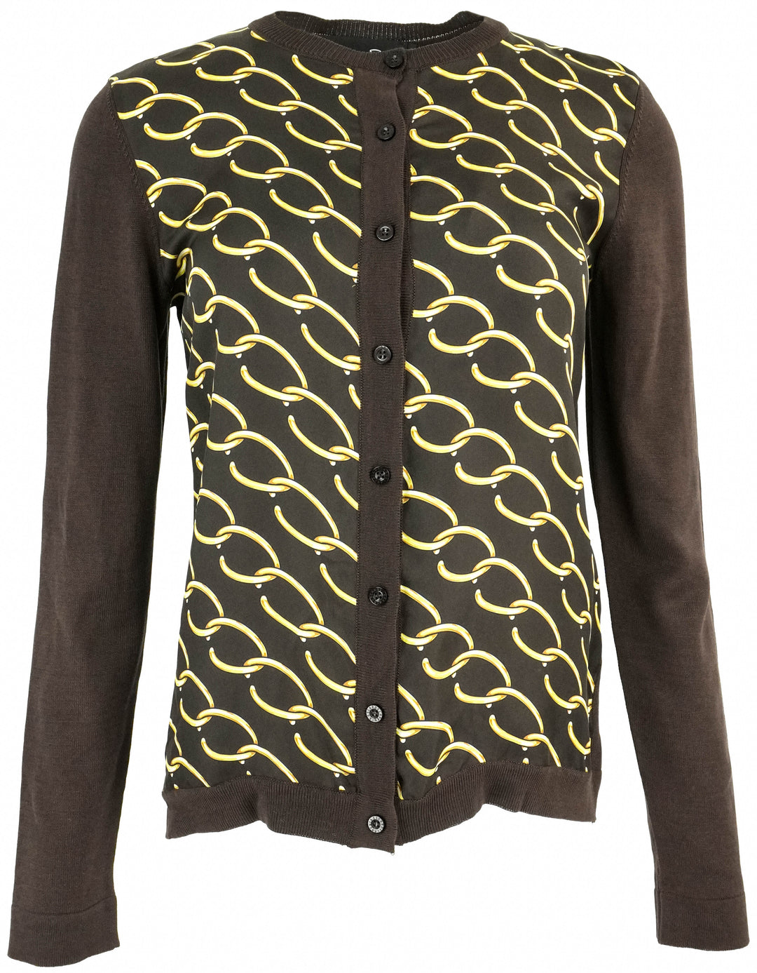 Oscar de la Renta Silk Knit Cardigan in Brown - Discounts on Oscar de la Renta at UAL