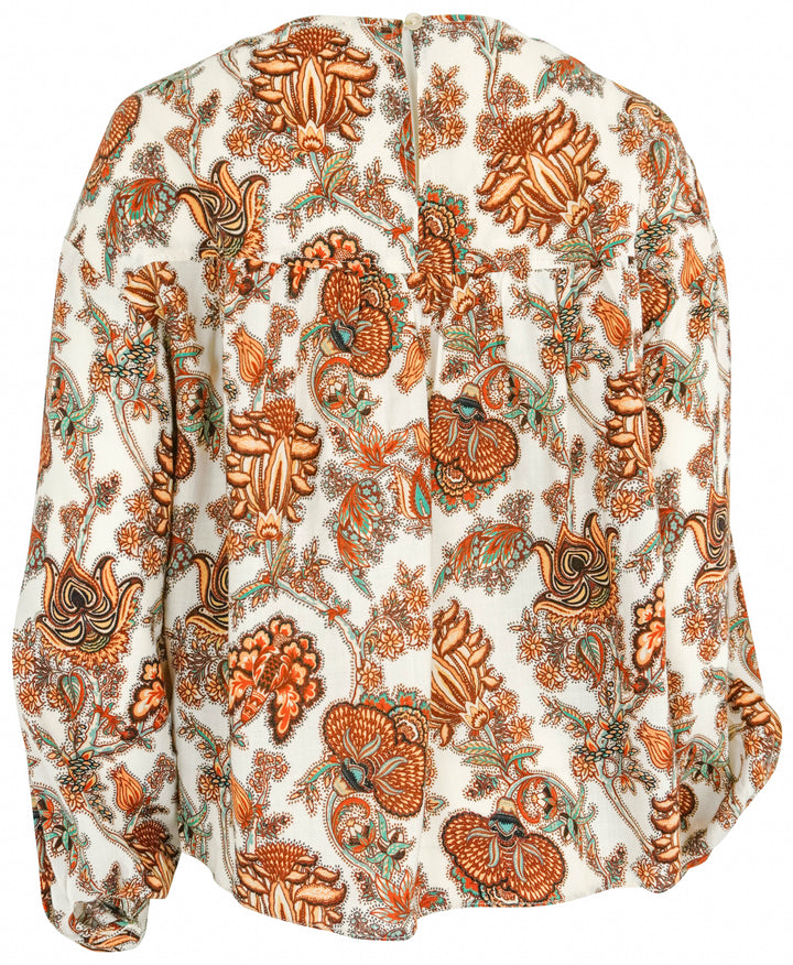 Ulla Johnson Floral Print Top in Rust Multi - Discounts on Ulla Johnson at UAL