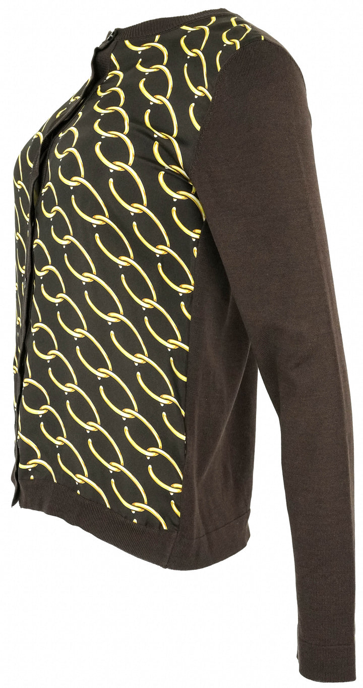 Oscar de la Renta Silk Knit Cardigan in Brown - Discounts on Oscar de la Renta at UAL