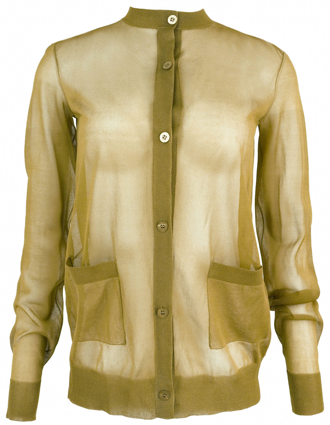 Saint Laurent Sheer Silk Cardigan in Gold - Discounts on Saint Laurent at UAL