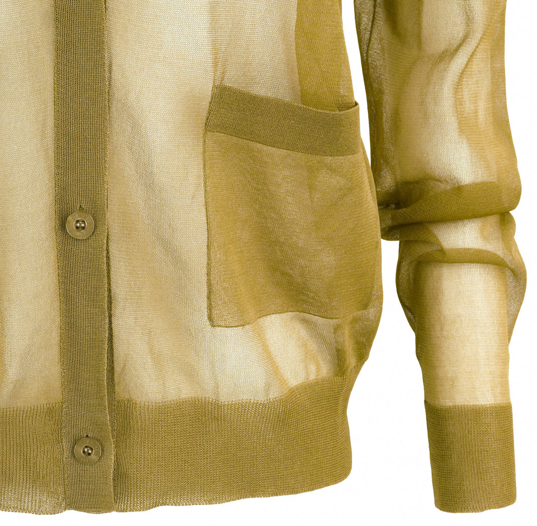 Saint Laurent Sheer Silk Cardigan in Gold - Discounts on Saint Laurent at UAL