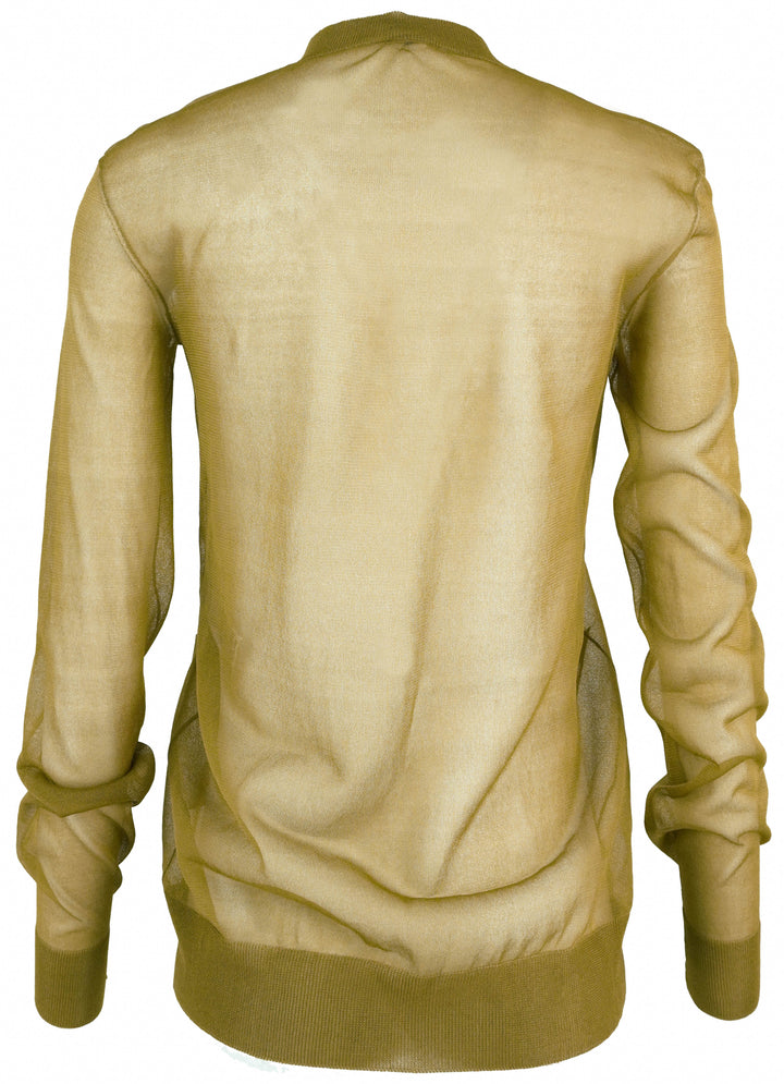 Saint Laurent Sheer Silk Cardigan in Gold - Discounts on Saint Laurent at UAL