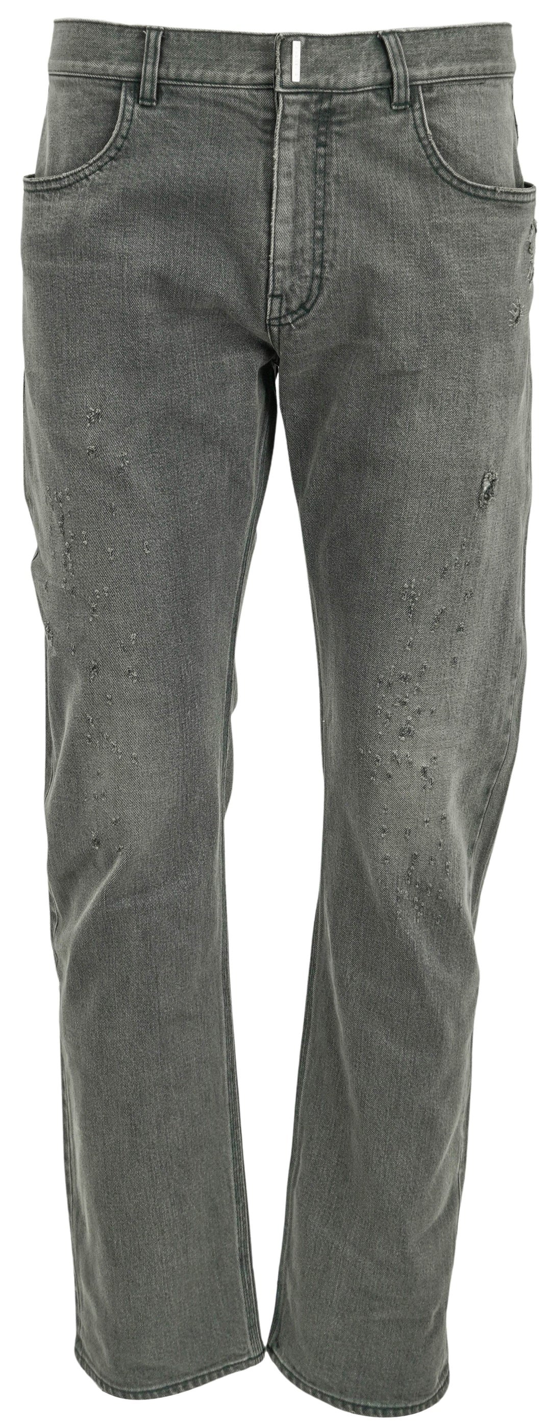 Givenchy Straight Fit Denim Trousers in Distressed Black - Discounts on Givenchy at UAL