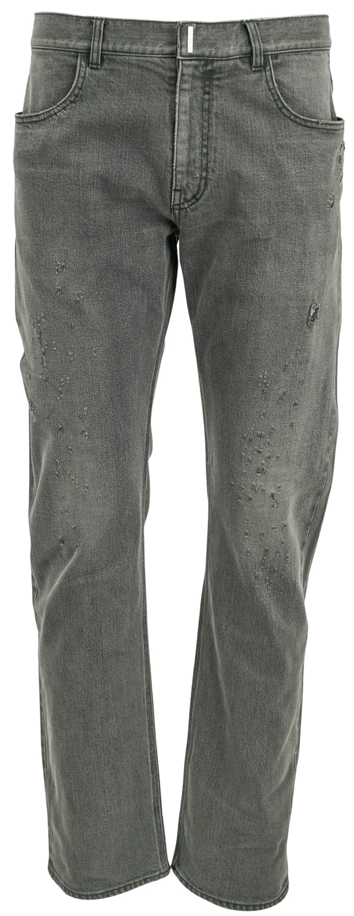 Givenchy Straight Fit Denim Trousers in Distressed Black - Discounts on Givenchy at UAL