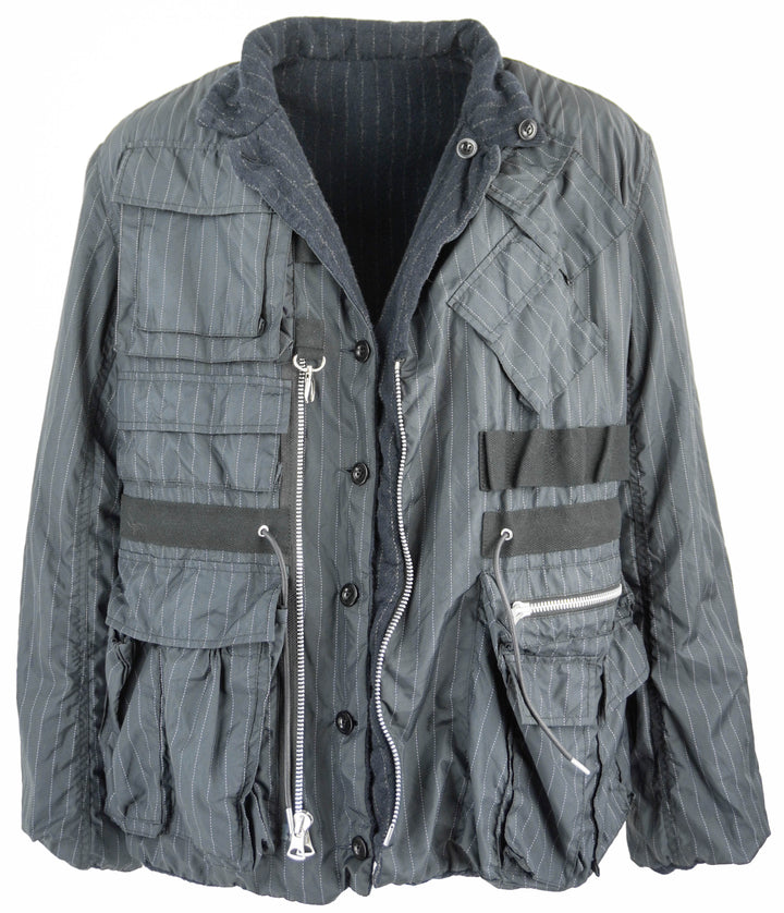 Sacai Wool Shrivel Reversible Jacket in Black - Discounts on sacai at UAL