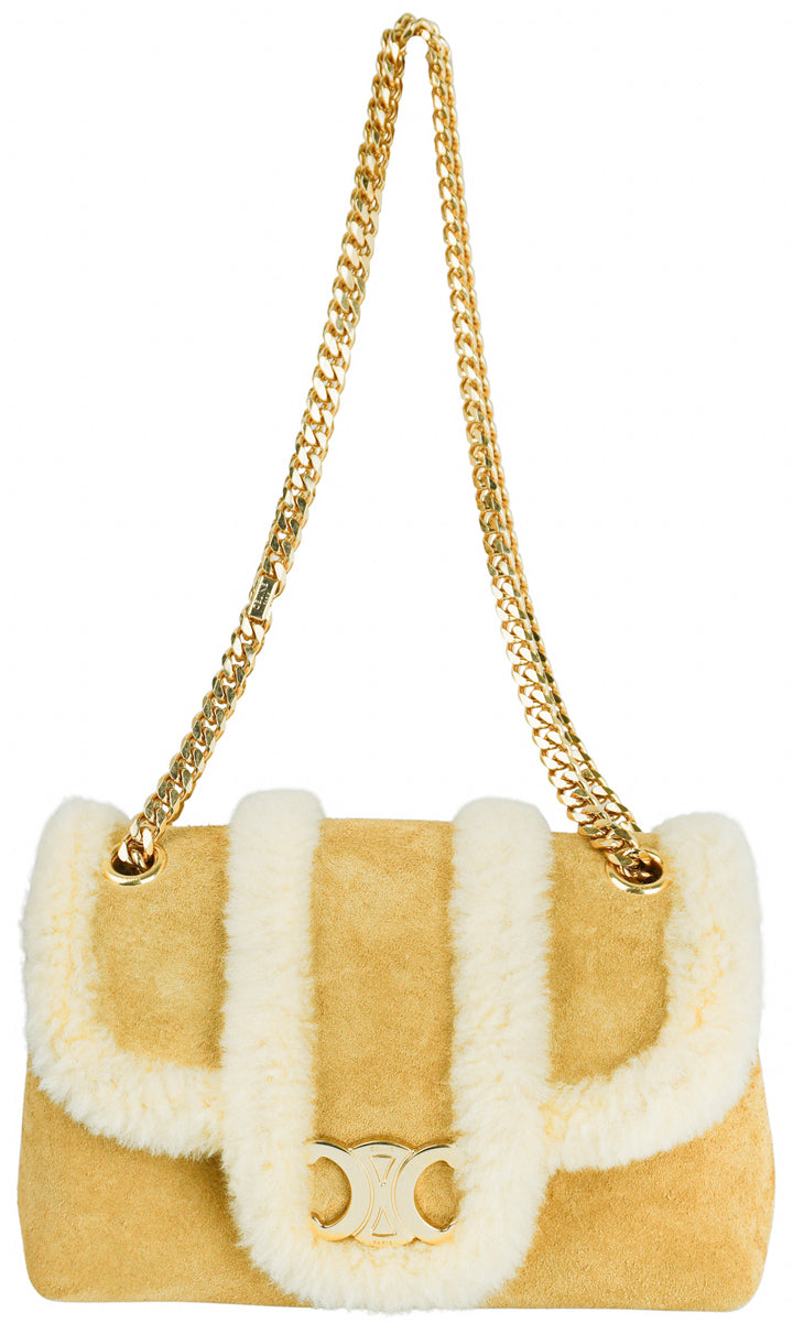 Celine Victoire Bag in Shearling and Suede - Discounts on Celine at UAL