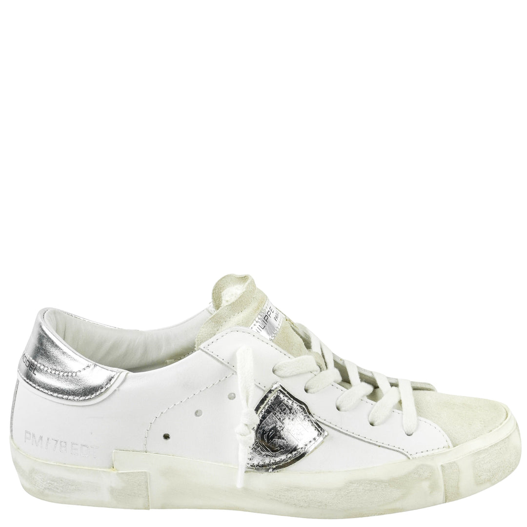 Philippe Model Sneakers in White and Silver - Discounts on Philippe Model at UAL