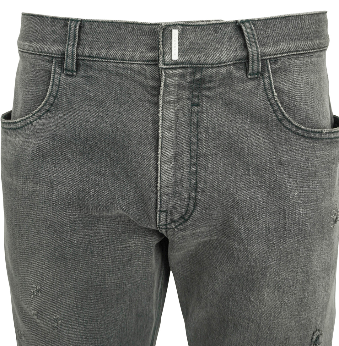 Givenchy Straight Fit Denim Trousers in Distressed Black - Discounts on Givenchy at UAL