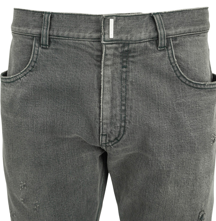 Givenchy Straight Fit Denim Trousers in Distressed Black - Discounts on Givenchy at UAL