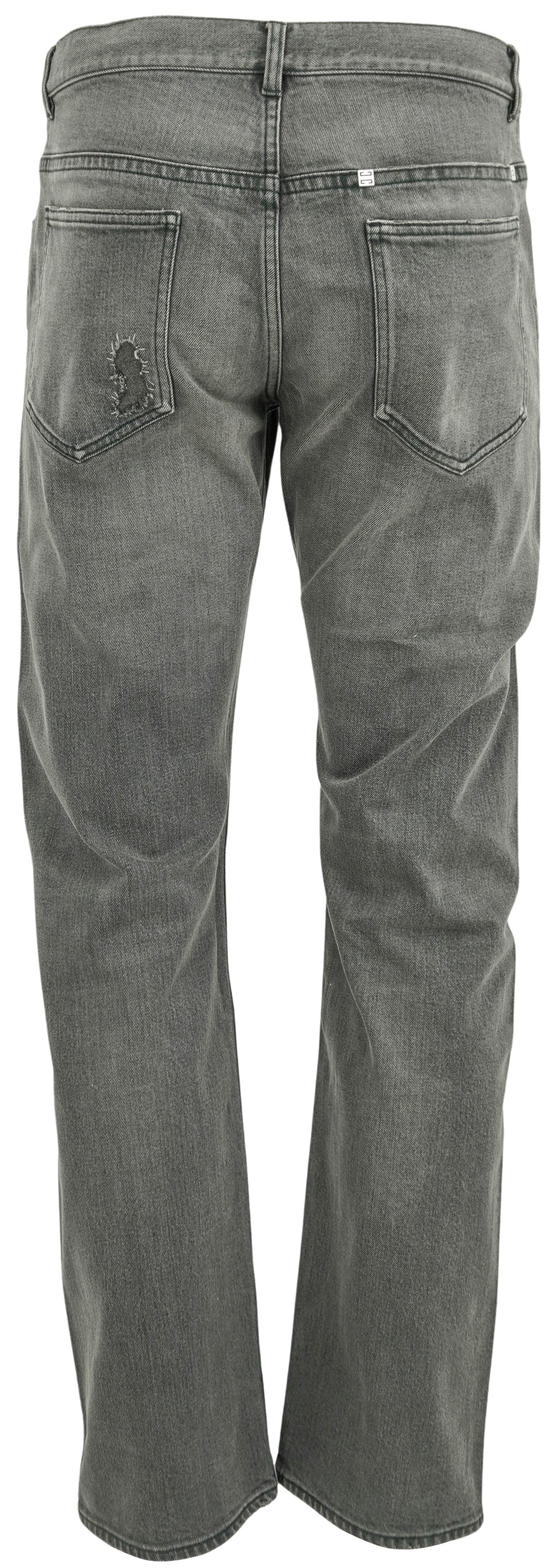 Givenchy Straight Fit Denim Trousers in Distressed Black - Discounts on Givenchy at UAL