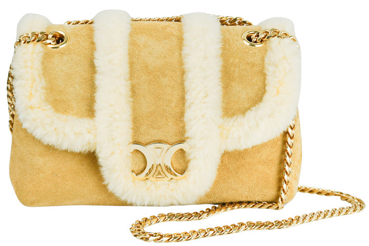 Celine Victoire Bag in Shearling and Suede - Discounts on Celine at UAL