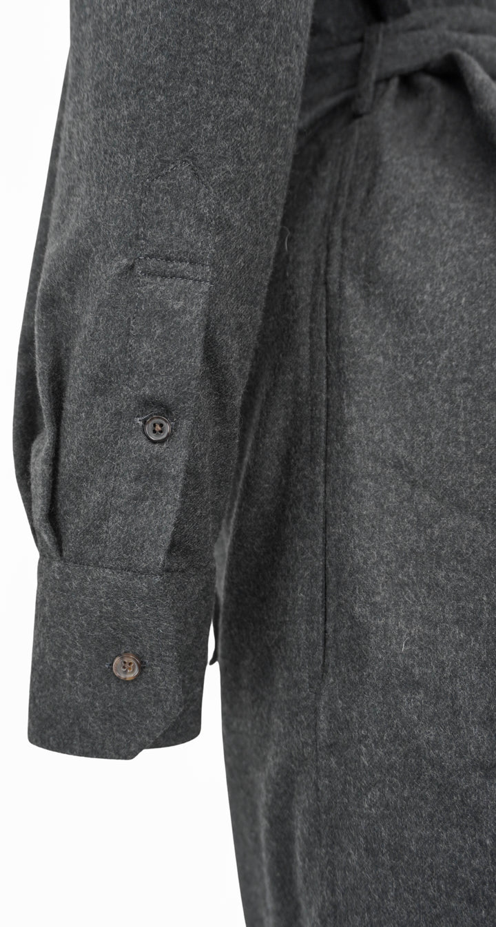 Thom Browne. Tie Waist Shirt Dress in Grey - Discounts on Thom Browne. at UAL