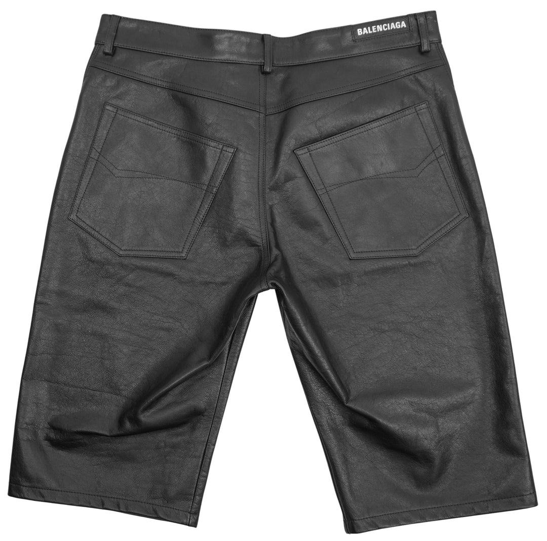 Balenciaga Leather Shorts in Black - Discounts on Balenciaga at UAL