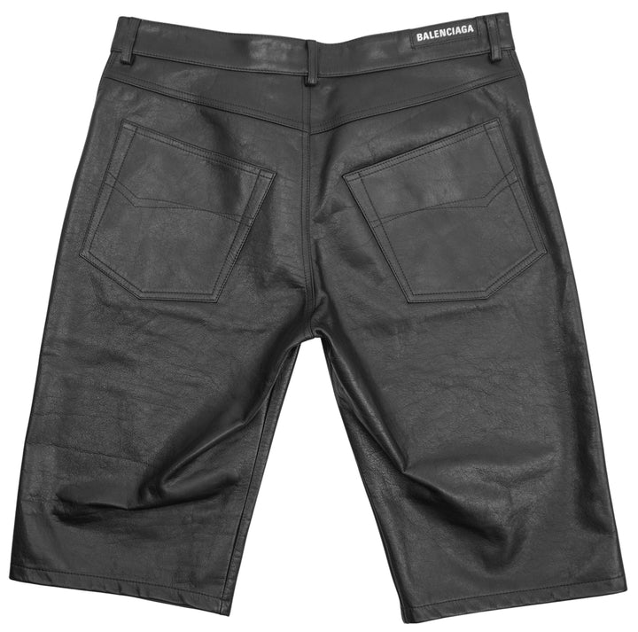 Balenciaga Leather Shorts in Black - Discounts on Balenciaga at UAL