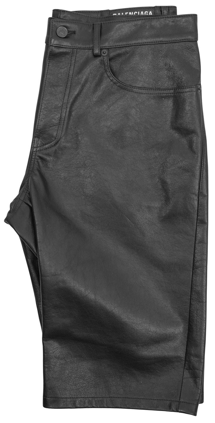 Balenciaga Leather Shorts in Black - Discounts on Balenciaga at UAL