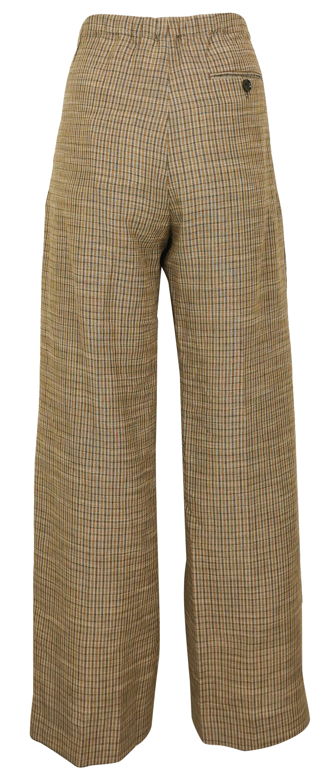 Acne Studios Plaid Print Trousers in Beige/Brown/Gold - Discounts on Acne Studios at UAL