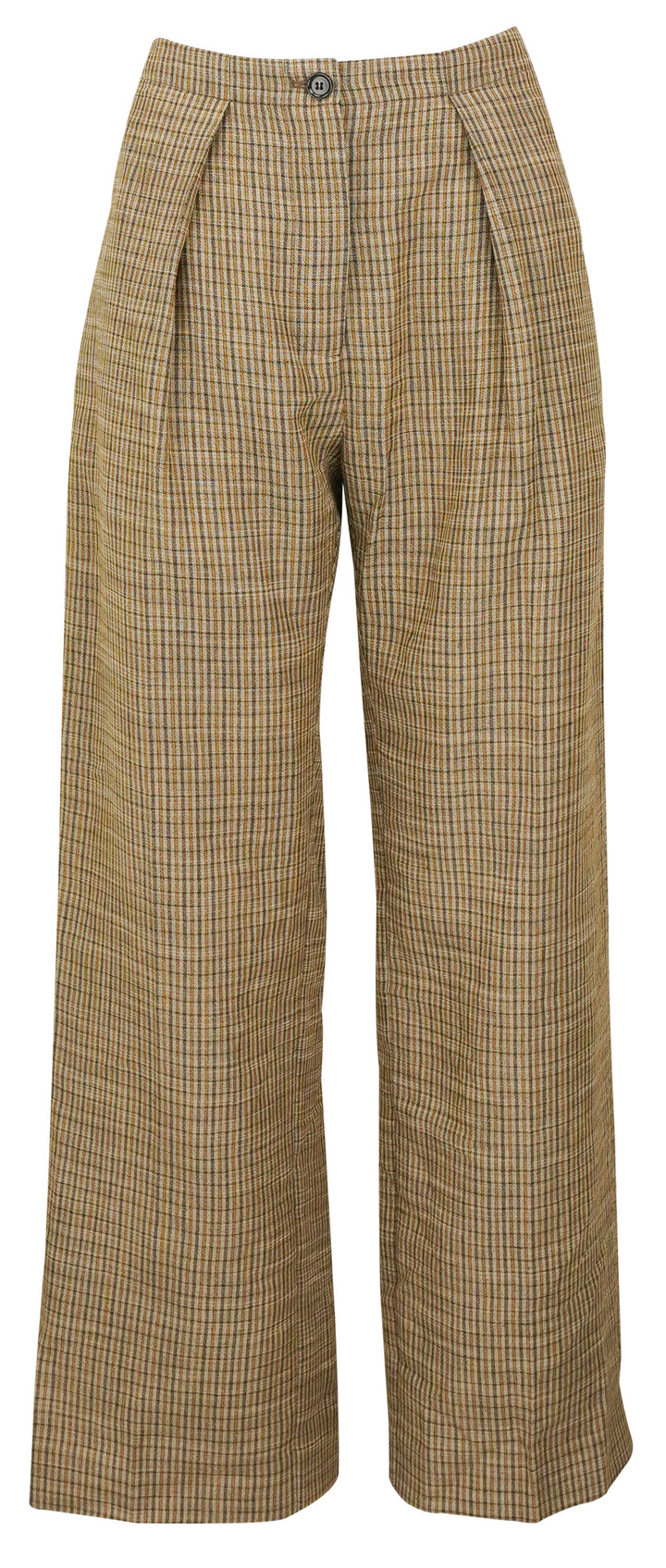Acne Studios Plaid Print Trousers in Beige/Brown/Gold - Discounts on Acne Studios at UAL