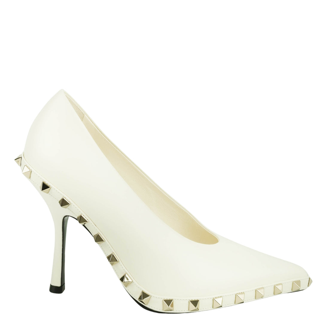 Valentino Rock Stud Pumps in Cream - Discounts on Valentino at UAL