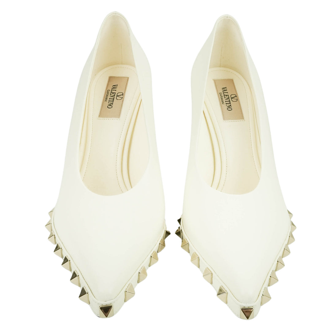 Valentino Rock Stud Pumps in Cream - Discounts on Valentino at UAL