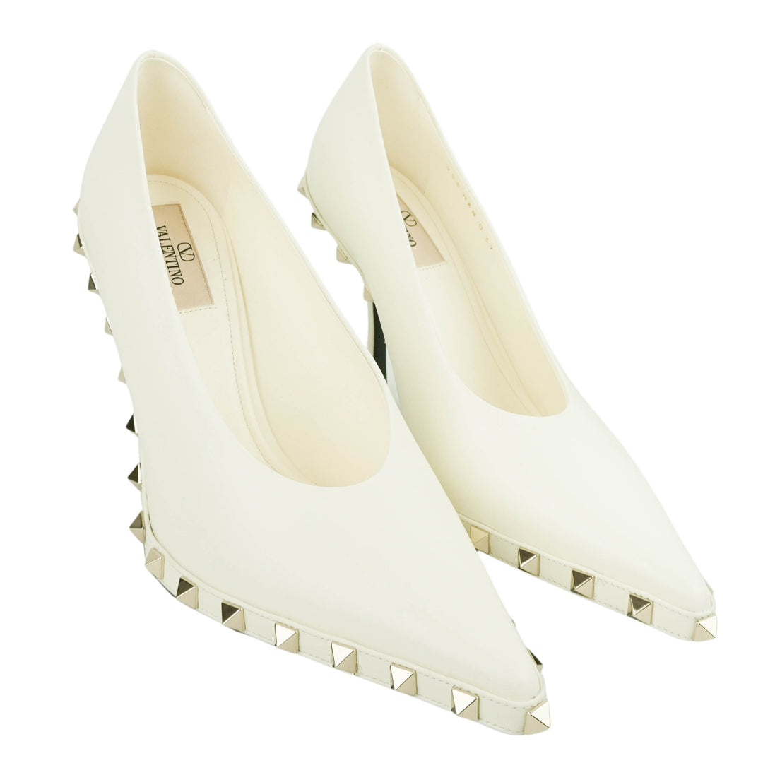 Valentino Rock Stud Pumps in Cream - Discounts on Valentino at UAL