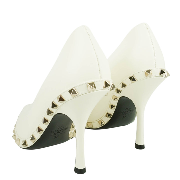 Valentino Rock Stud Pumps in Cream - Discounts on Valentino at UAL