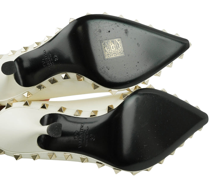Valentino Rock Stud Pumps in Cream - Discounts on Valentino at UAL