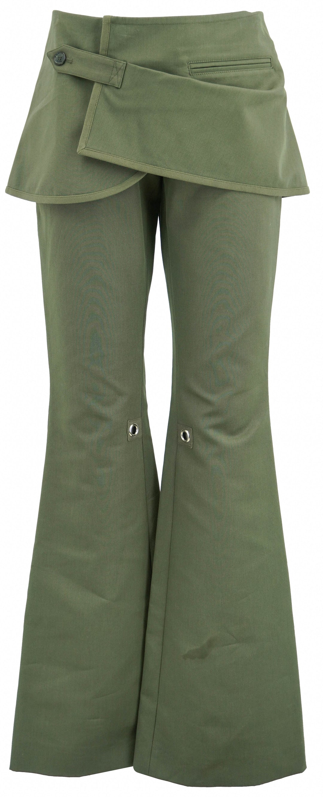 Courrèges Modular Overskirt Bootcut Pants in Camo Green