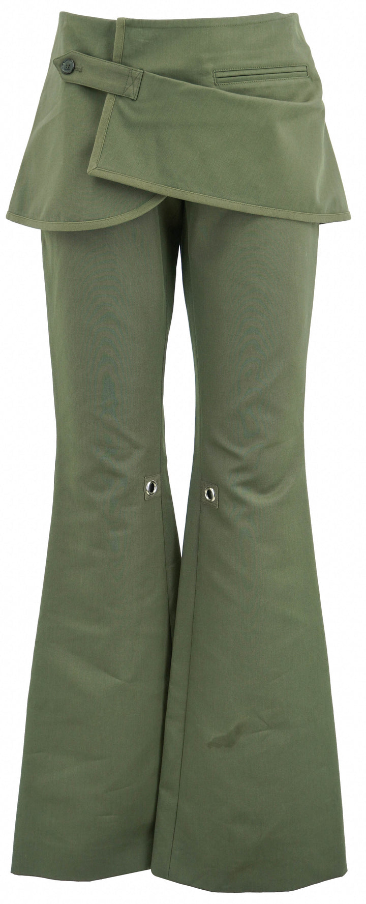Courrèges Modular Overskirt Bootcut Pants in Camo Green