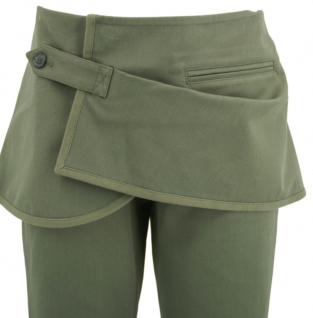 Courrèges Modular Overskirt Bootcut Pants in Camo Green