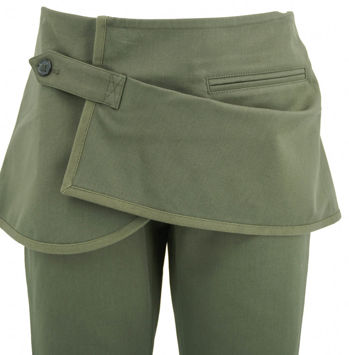Courrèges Modular Overskirt Bootcut Pants in Camo Green