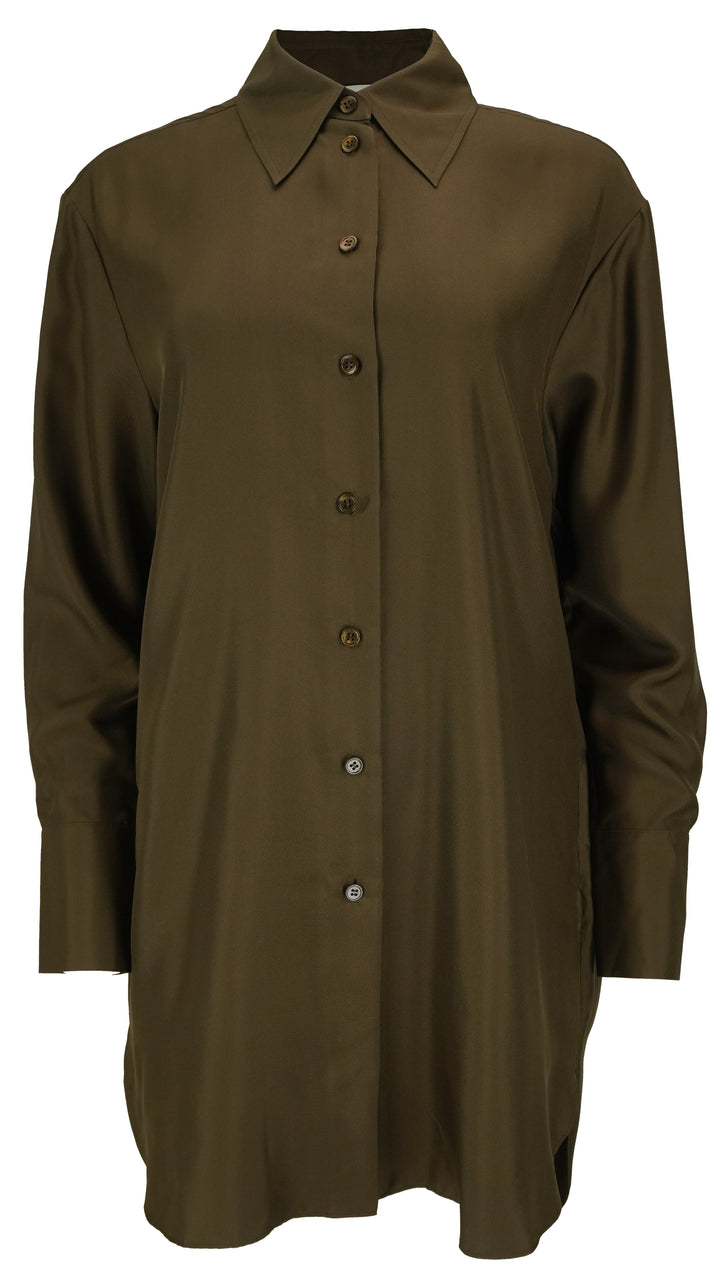 Róhe Oversized Silk Shirt in Forest - Discounts on Róhe at UAL