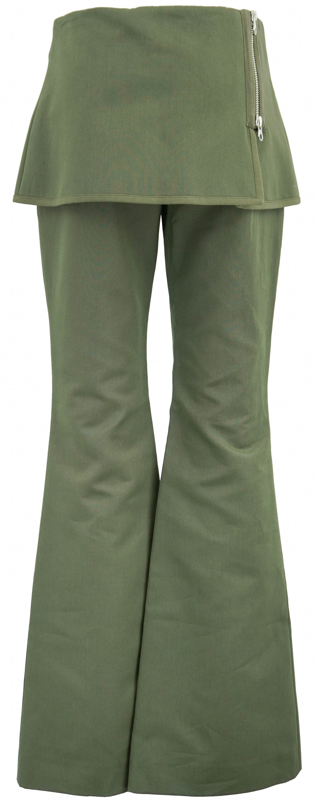 Courrèges Modular Overskirt Bootcut Pants in Camo Green